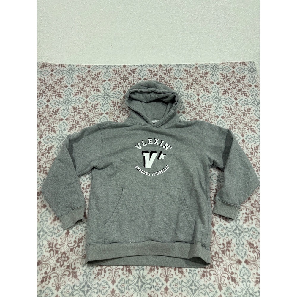 VLEXIN Express Yourself Graphic Hoodie Gray Mens Large Streetwear Sweatshirt